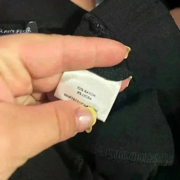 Eileen Fisher Women Large Black Pull On Stretch Pants Pockets Style #P1668M - Picture 5 of 5